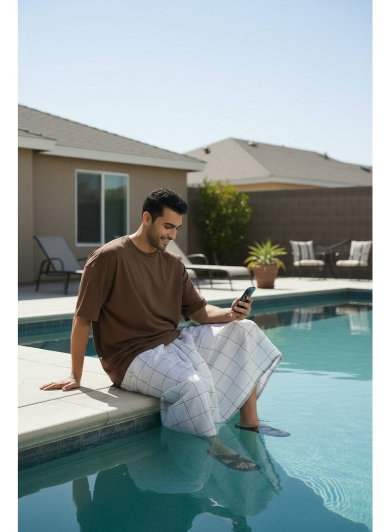 Hero Men's White Izar / Sarong with Elastic Waist & Side Pocket - Comfortable Summer Fouta for Men (Ma'awaz / Suba'iya) - Ideal for Home, Sleep, Athletes, and Prayer - Image 3